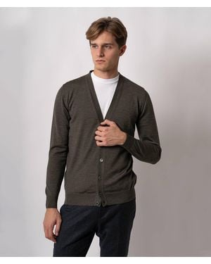 Larusmiani Merino Wool Cardigan Siberia Knitwear - Gray
