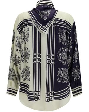 ALÉMAIS Silk Shirt Banderra With Scarf - Blue