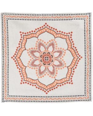 Brunello Cucinelli Mandala Pattern Silk Pocket Square Accessory - Pink