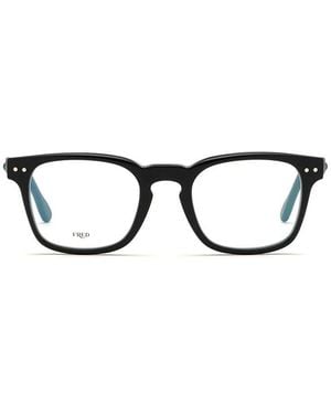 Fred Eyeglasses Square Full Rim, Shiny Frame And Clear Light Block Lens Fg50006U001 - Black