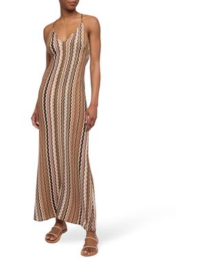 MC2 Saint Barth Eydis Raschel Knit Chevron Slip Dress - Brown