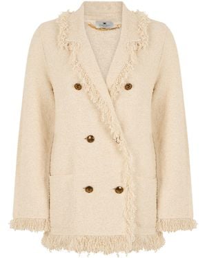 Elisabetta Franchi Blazer Double-Breasted Cotton Blazers - Natural