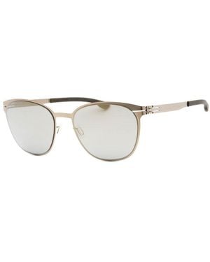 Ic! Berlin Sunglasses Round Full Rim, Bronze- Frame And Quiksilver Mirror Lens Andrearm1444030 - Metallic