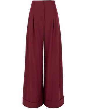 Alberta Ferretti Grape Stretch Wool Trousers - Red