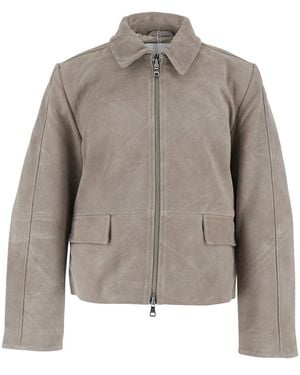 Won Hundred Rockridge Jacket With Classic Collar And Leather Zip Closure For Outerwear - Grey