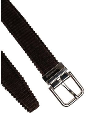 Dolce & Gabbana Velvet Ridged Buckle Belt Cotton Calf - Black