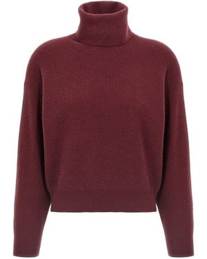 Brunello Cucinelli Ribbed Turtleneck Jumper - Red