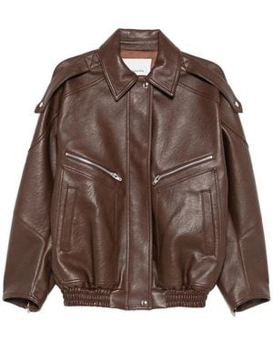 Frankie Shop Leather Jacket Hudson Polyurethane - Brown