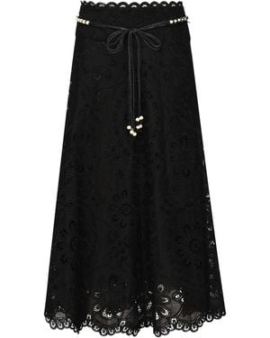 Zimmermann Rhiannon Midi Skirt With Embroidery - Black