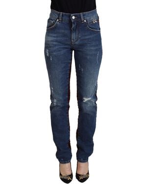 Dolce & Gabbana Elevated Elegance Chequered Back Denim Pant - Blue