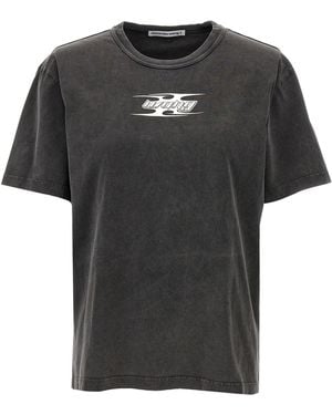 T By Alexander Wang Embossed Logo Cotton T-Shirt - Black