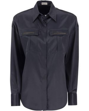 Brunello Cucinelli Night Sky Silk Shirt - Blue