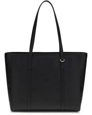 MCM Toni Tote Bag With Embossed Maxi Visetos Motif - Black