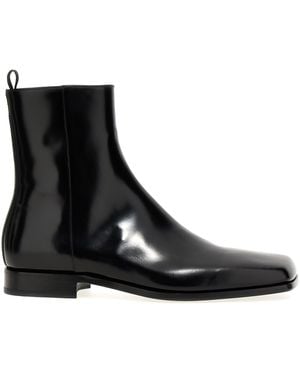 Prada Brushed Leather Chelsea Boots - Black