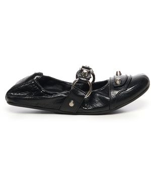 Balenciaga Leather Ballerina With Studs - Black
