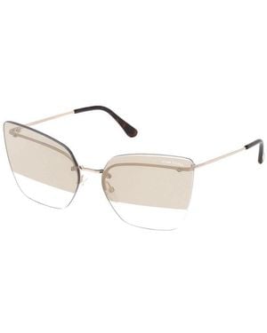 Tom Ford Sunglasses Butterfly Rimless, Shiny Rose Frame And Mirror Lens Ft068228G - Metallic