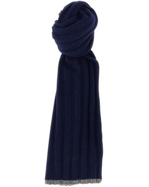 Brunello Cucinelli Ribbed Cashmere Scarf - Blue