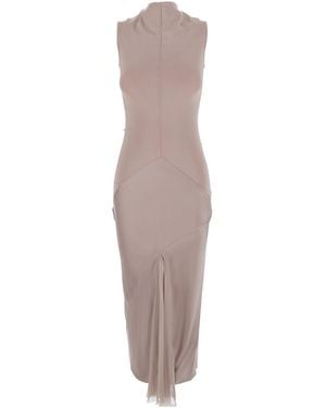 Rick Owens Sliced V-Neck Dress Tech Fabric - Pink