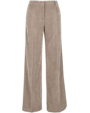 Le Plain Corduroy Straight-Leg Pants Cotton Pants - Gray