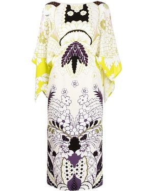 Valentino Tropical Word Arazzo Kaftan Dress - White