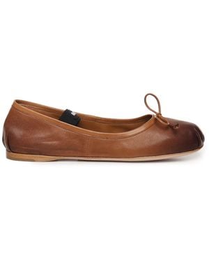 Miu Miu Leather Ballet Flats - Brown