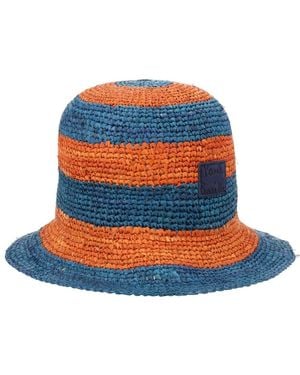 Paul Smith Straw Hat With Patch Logo - Blue
