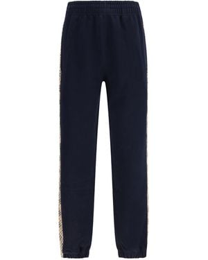 Burberry Jogging Trousers Feature Signature Check Tape Along The Sides Cotton - Blue