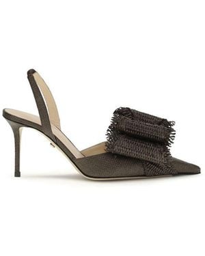 Mach & Mach Raffia Platform Pumps - Black