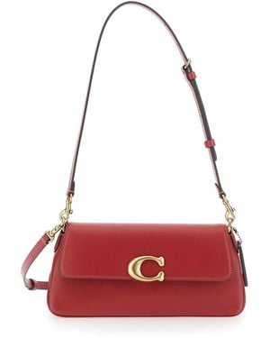 COACH Shoulder Bag Jet Suede Cow Leather - Red