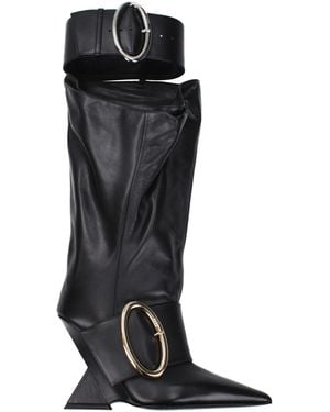 The Attico Buckle Detail Kneehigh Boots - Black