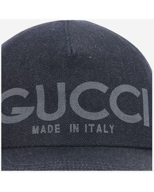 Gucci Lasered Denim Baseball Hat Dark Cotton - Blue