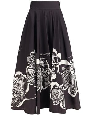 Sara Roka Midi Skirt With Floral Print - White