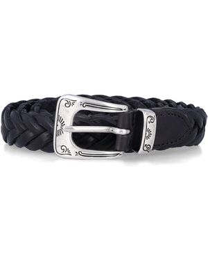 Mancini 1979 Sophia Braided Leather Belt - Black