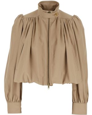 Chloé Cropped Jacket With Gathered Shoulders - Natural