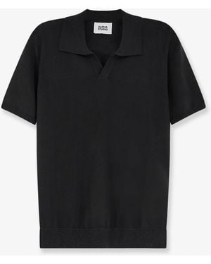Alpha Studio Cotton Polo Shirt - Black