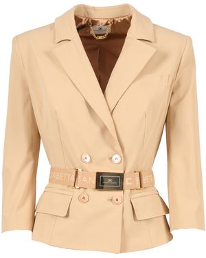 Elisabetta Franchi Jacket With Belt - Natural