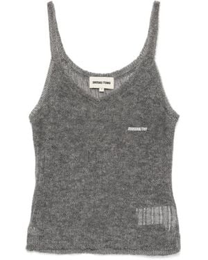 ShuShu/Tong Knit Spaghetti-Straps Top - Gray