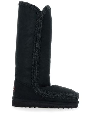 Mou Eskimo Boots With Braided Effect And Logo Patch On The Rear - Black
