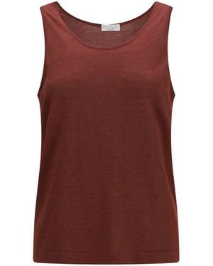 Brunello Cucinelli Luminous Knit Tank Top - Red