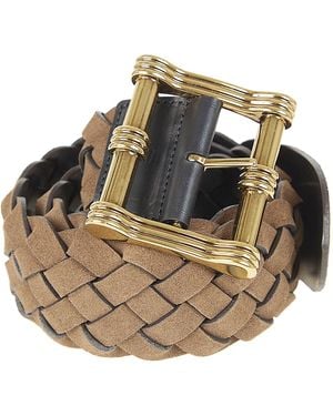 Etro Reversible Belt Suede + Weave 6Cm Pellevitello Cintura - Brown