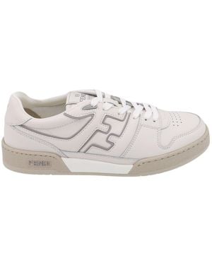 Fendi Leather Sneakers With Ff Lateral Logo - White
