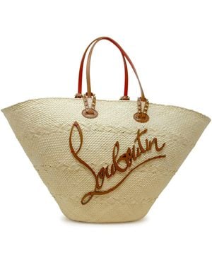 Christian Louboutin Natural Raffia/Leather Cabata Large Tote Bag