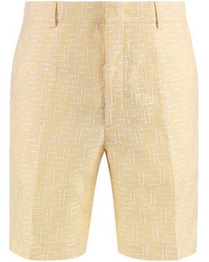 Fendi Linen Bermuda Shorts Cotton - Natural