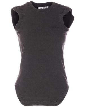 The Attico Reese Tank Top With Logo - Black