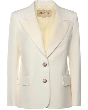 Valentino Garavani Single-Breasted Cotton And Linen Blazer - White