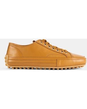 Tod's Cassetta Pelle Honey Caramel Calfskin Low-Top Trainer - Orange