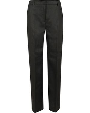 Weekend by Maxmara Canvas Puro Lino Unito Delave Lavato Pantaloni - Black