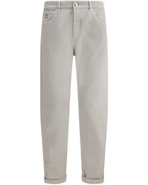 Brunello Cucinelli Pants With Turn-Up Hem - Gray