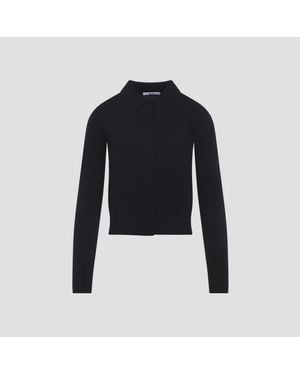 Max Mara Medeola Knit Polo Wool Polyamide Elastane Sweater - Blue