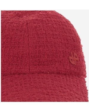 Patou Baseball Cap Tweed Wool Hat - Red